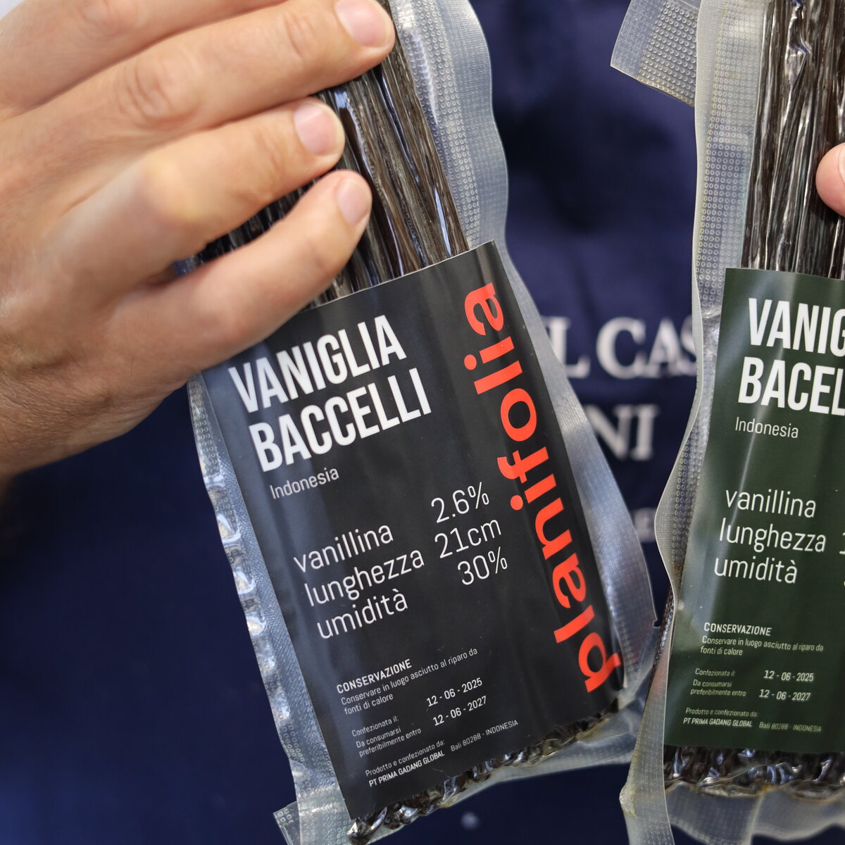 Baccelli di vaniglia di Bali, Indonesia, confezione Planifolia
